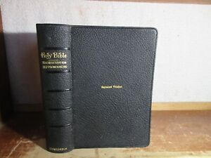 Antique THE HOLY BIBLE Leather Book OLD / NEW TESTAMENT TEACHERS EDITION JESUS +