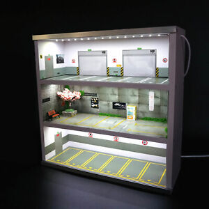 1:64 Parking Lot Display LED Lighting Car Garage Diorama Connector Scene Model!