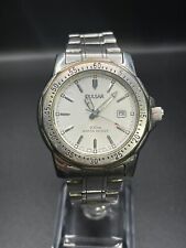 PULSAR v732-0r38 hr 2 Stainless day and time mens watch Modern style white dial