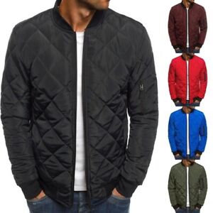 Men's quilted bomber jacket casual stylish puffer zippered coat