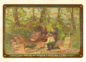 Pre-Pro Arey Pride Of North Carolina Corn Whiskey farmers pigs tin sign  plaque