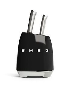 Smeg Black Stainless Steel Knife Block Set, NIb, New