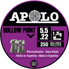 Apolo Hollow Point 5.5mm .22 Caliber 18gr/1.15 g Airgun Pellets 250 Count