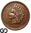 1909-S Indian Head Cent Penny, Scarce Choice AU Key Date ** Free Shipping!