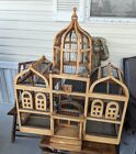 Antique French Victorian Wood & Metal Wire Dome Bird Cage House Taj Mahal Style