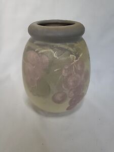 Weller Hudson Art Pottery Light Bulbous Vase With Grapes 7