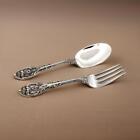 STERLING SILVER BABY SPOON AND FORK SET BY GORHAM KING EDWARD PATTERN 46.7G 7832