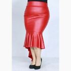 Red Mermaid Skirt High-Rise High Low Faux Leather Sizes 1XL, 2XL