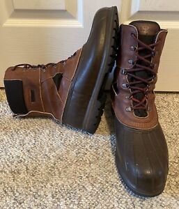 L.L. Bean Maine Leather Hunting Shoe Cordura Duck Boots Brown/Black Men Sz 12