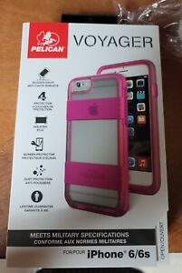 Pelican Voyager Rugged Case & Kickstand Holster for iPhone 6/6s/7/8 Clear/Pink