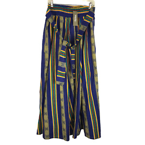 New ListingAfrican Vintage Skirt 100% Cotton Striped Multicolor Long Made in India Belted
