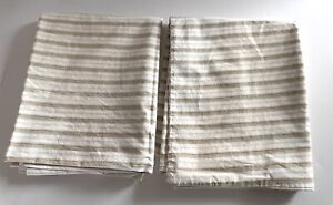 Ralph Lauren~White Tan Stripe~100% Cotton Standard Pillowcases- Set of 2~EUC