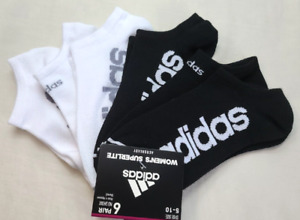 Adidas Womens Athletic No Show Socks 6 Pack L 5-10 Black White Superlite Aero