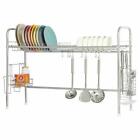 Over Sink Dish Drying Rack 2 Tier Stainless Steel Kitchen Shelf Cutlery Drainer