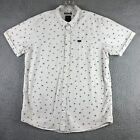 RVCA Slim Fit Button Shirt Mens XL White Floral Print Short Sleeve Casual *Read