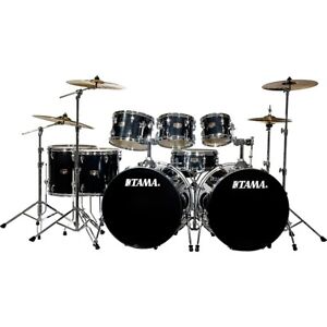 TAMA Imperialstar 8-Piece Double Bass Drum Set w/MEINL HCS Cymbals Hairline Blk