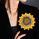 Fashion Jewelry Charming Sunflower Flowers Yellow Rhinestone Crystal Brooch Pin