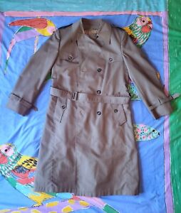 Vintage CHRISTIAN DIOR Monsieur Taupe Fully Lined Trench Coat Overcoat Sz. 40L