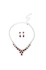 Rhinestone Teardrop Necklace Set- Red