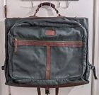 Vtg Orvis Large Garment Bag Classic Canvas & Leather Green Travel Luggage Batten