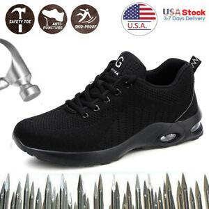Womens Sneakers Work Safety Shoes Steel Toe Cap Breathable Flat Shoes Size US 7