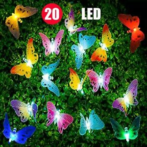 2 x  Outdoor Waterproof 12 LEDs Multi-Color Butterfly Solar String Lights Solar