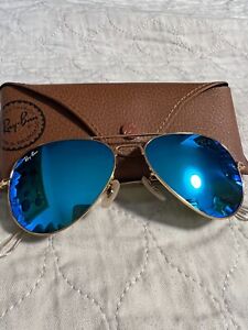 Ray-Ban Aviator Sunglasses RB3025 55-14mm Gold Frame & Blue Mirrored Lens