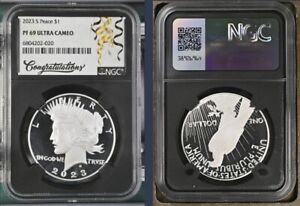 2023 S PROOF SILVER PEACE DOLLAR NGC PF69 ULTRA CAMEO CONGRATULATIONS LABEL !