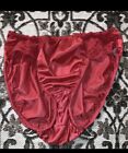 Vintage Red Satin Antron 111 Nylon Chantilly Lace Shiny Panties Hi Cut Sissy 7 L