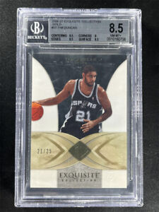 JSY# 21/25 ! 2006-07 Exquisite Collection Tim Duncan #37 Gold BGS 8.5 NM-MT+