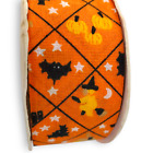 VTG WFR Halloween Ribbon 12 Ft  Orange Black Bats Pumpkins Pattern Collectible
