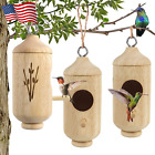 Hummingbird House for outside Hanging for Nesting 3 Pcs with Hemp Ropes Type B