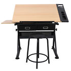 Drafting Desk Drawing Table 9 Levels Adjustable angle with Stool Arts & Crafts