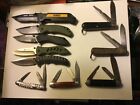 Lot of 10 Manual Folding Pocket Knives Used Sears, Dewalt, Camillus & more