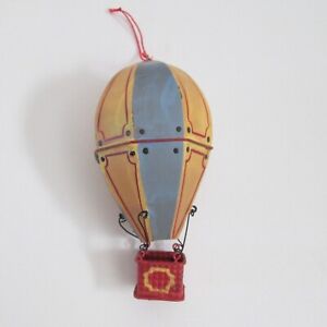 Vintage SCF Metal Hot Air Balloon Ornament Blue And Yellow And Red Basket
