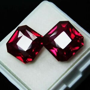 Natural Ruby  Red Certified Square Shape Earring Pair 16 Ct Loose Gemstone
