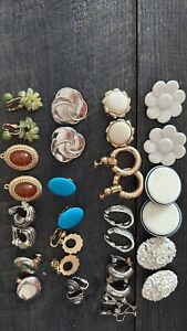 EARRINGS 16 in a Lot Bundle All wearable All Clip On VTG to Now Fashion Deco