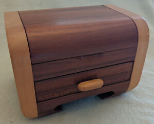 Small Handmade Jewelry Box with Drawer - Walnut & Maple