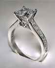 14K White Gold Finish 2Ct Princess Cut Lab-Created Diamond Women Engagement Ring