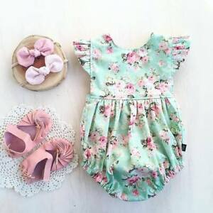 Newborn Baby Girl Romper Floral Bodysuit Sunsuit Summer Clothes Outfits 0-18M