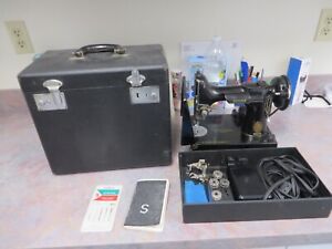 Vintage Singer Portable Electric Sewing Machine 221-1 complete + case 1950's