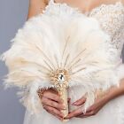 Gold Bridal Brooch Bouquet Ostrich Large Alternative Feather Fan Bridal Bouqu...