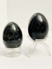 New ListingTwo Large Marble Egg Onyx Alabaster Natural Polished Stone Eggs Vintage w/ Stand