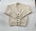 Men’s Aran Irish Fisherman Cardigan 100% Merino Wool Cable Knit Sweater