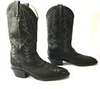 DAN POST Men's Black Leather Cowboy Boots US 11 D Pull-On Western Stitched T163