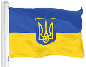 G128 Ukraine Ukrainian Coat of Arms Flag 2x3 Ft LiteWeave Pro Printed 150D Poly