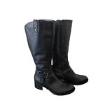 Naturalizer Womens Black Knee High Leather Boots Size 8M With Buckle