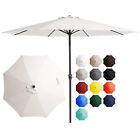 12FT Patio Umbrellas Outdoor Large Market Umbrella With Crank Lift System 8 S...