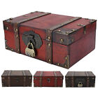 Vintage Wooden Storage Box Decorative Treasure Jewelry Chest With Lock Home BOO