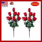 20 Red Rose Buds, Artificial Silk Flowers, Wedding Bouquets, Home, Faux Roses